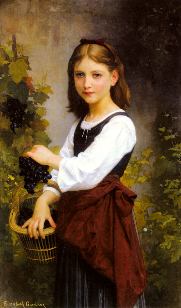A Young Girl Holding a Basket of Grapes.jpg