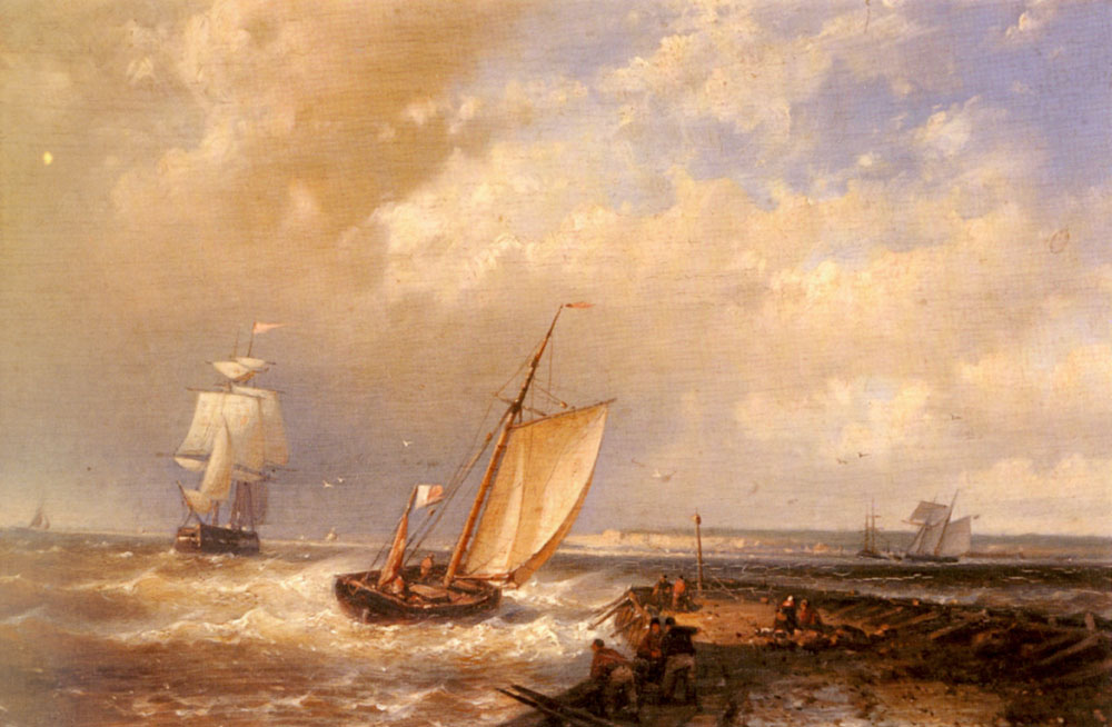 A Dutch Pink Heading Out To Sea, With Shipping Beyond.jpg