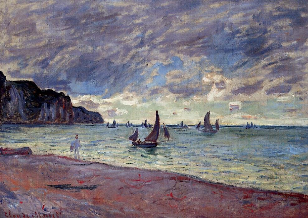 Fishing Boats by the Beach and the Cliffs of Pourville.jpg